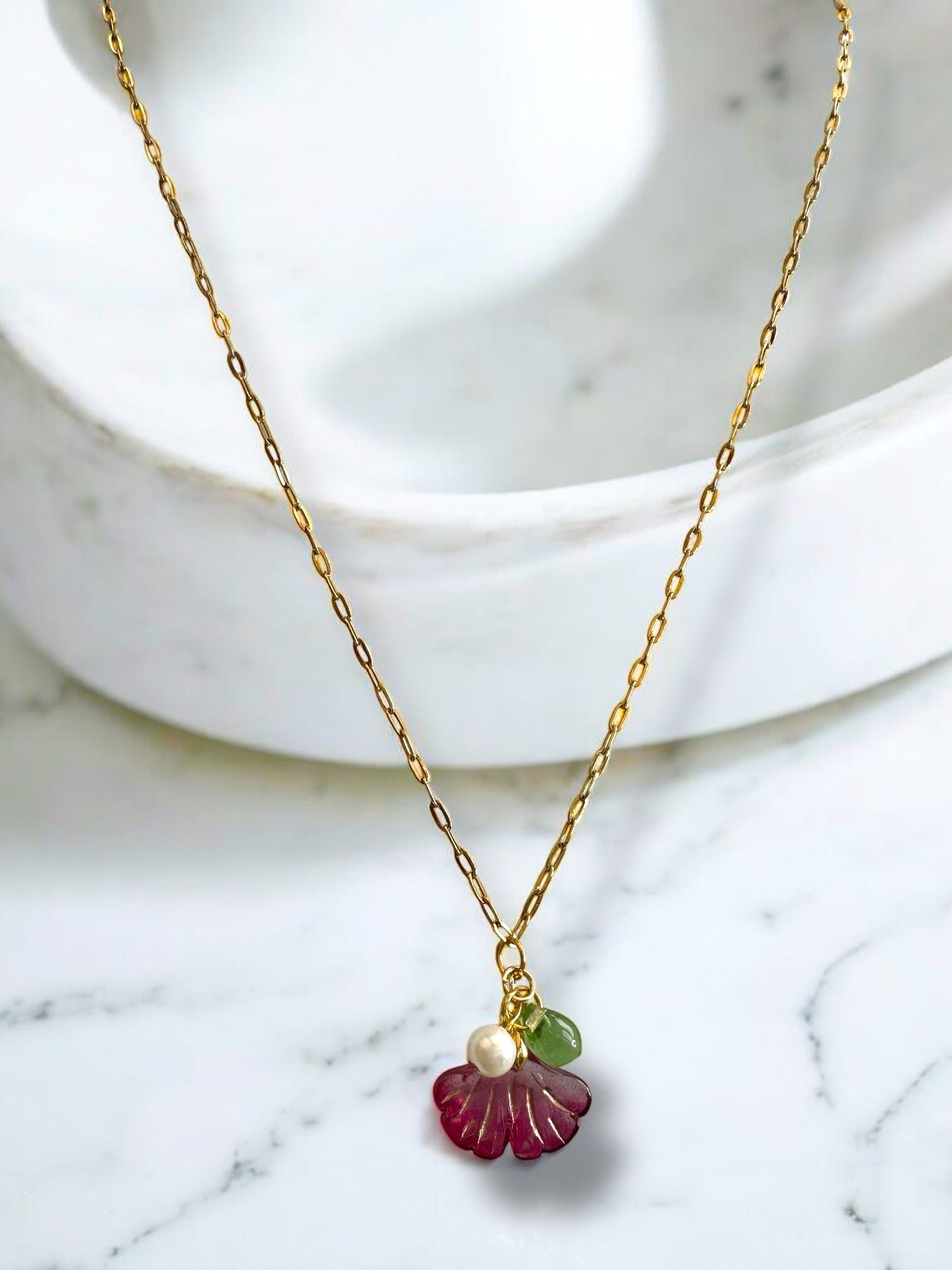 Charms Pendant Necklace, Magenta