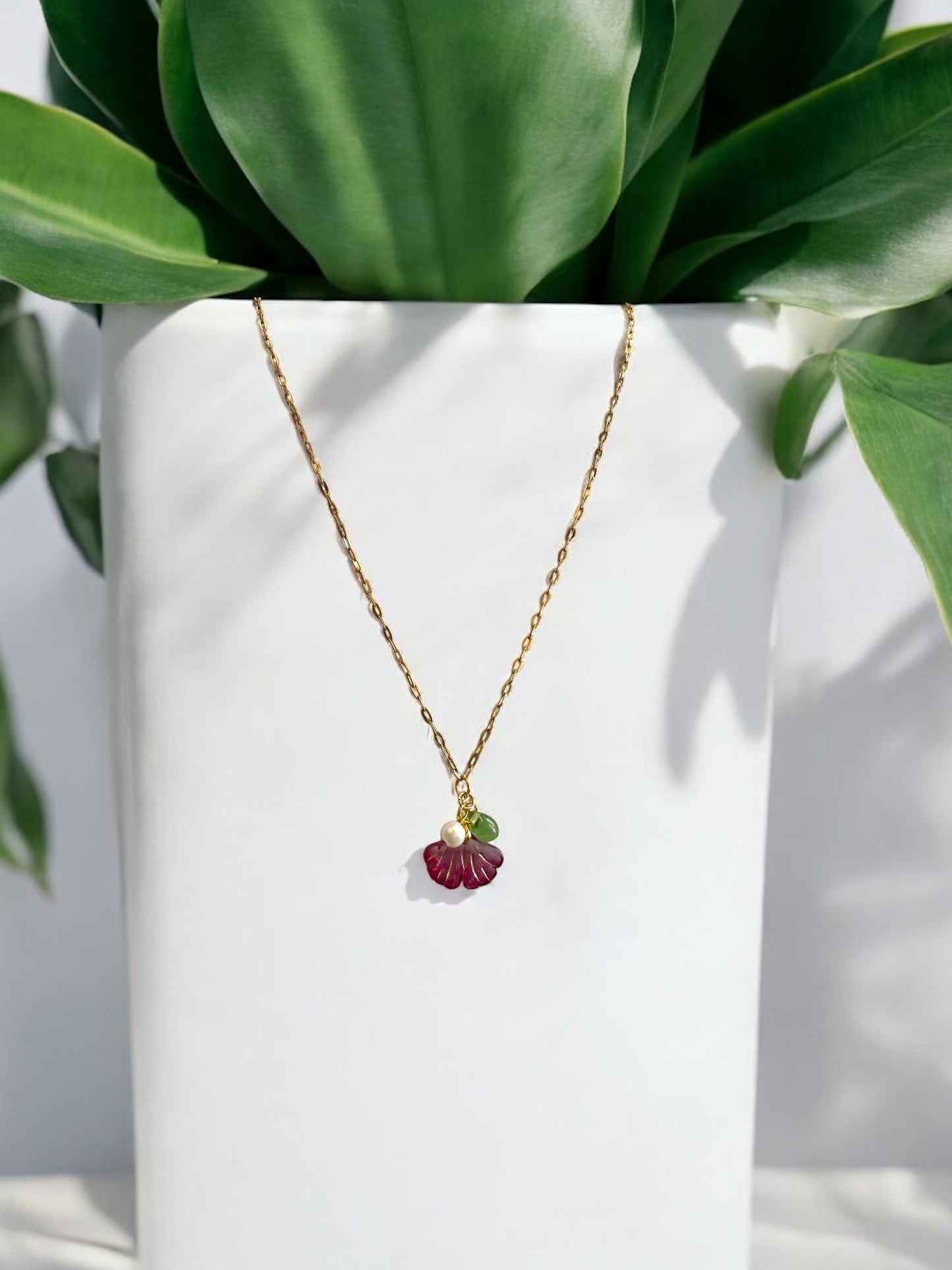 Charms Pendant Necklace, Magenta