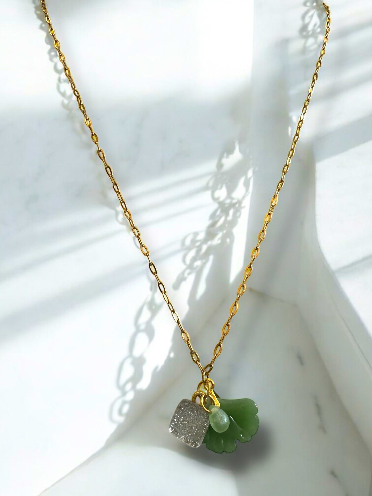 Charms Pendant Necklace, Dark Green