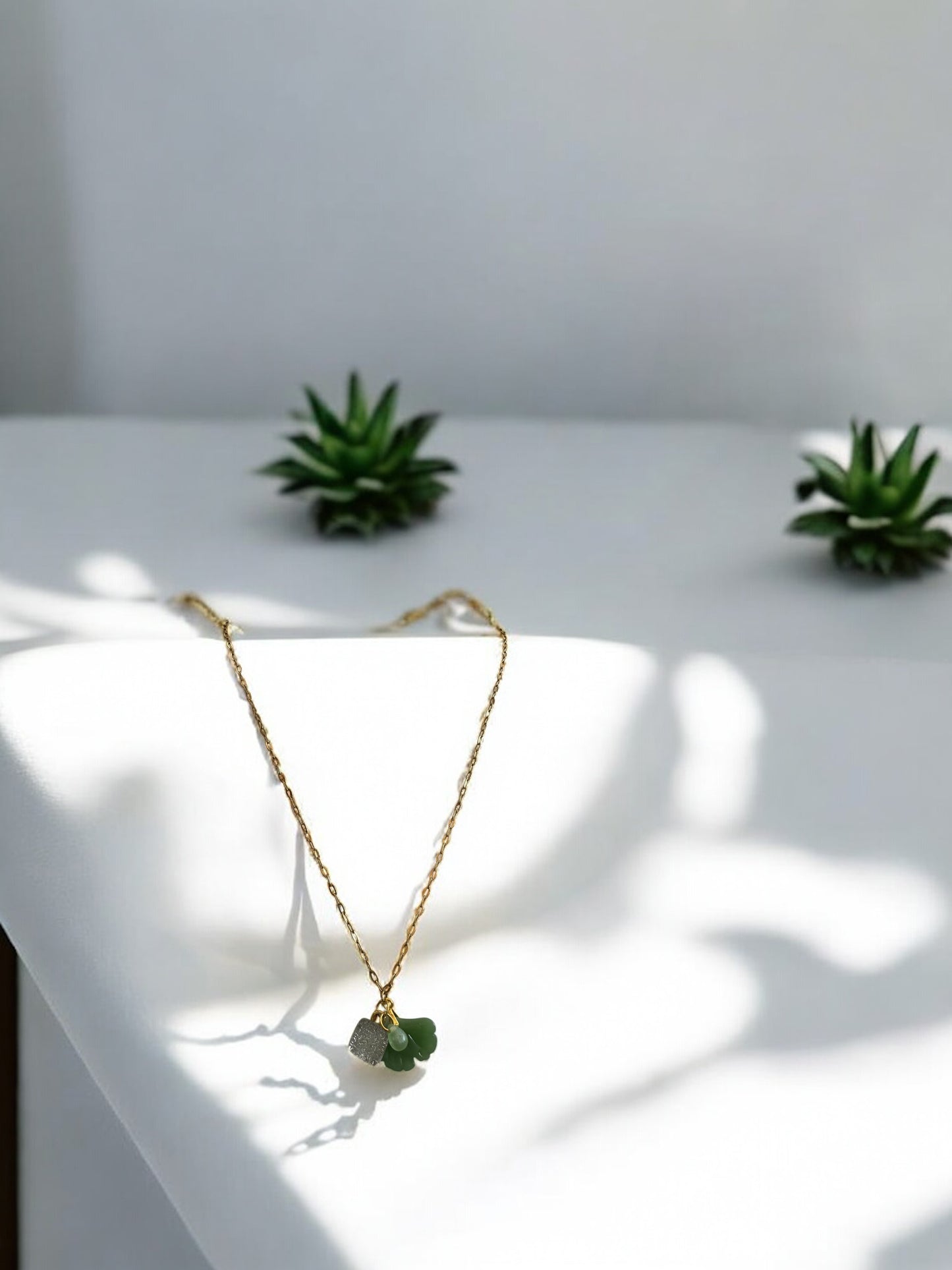 Charms Pendant Necklace, Dark Green