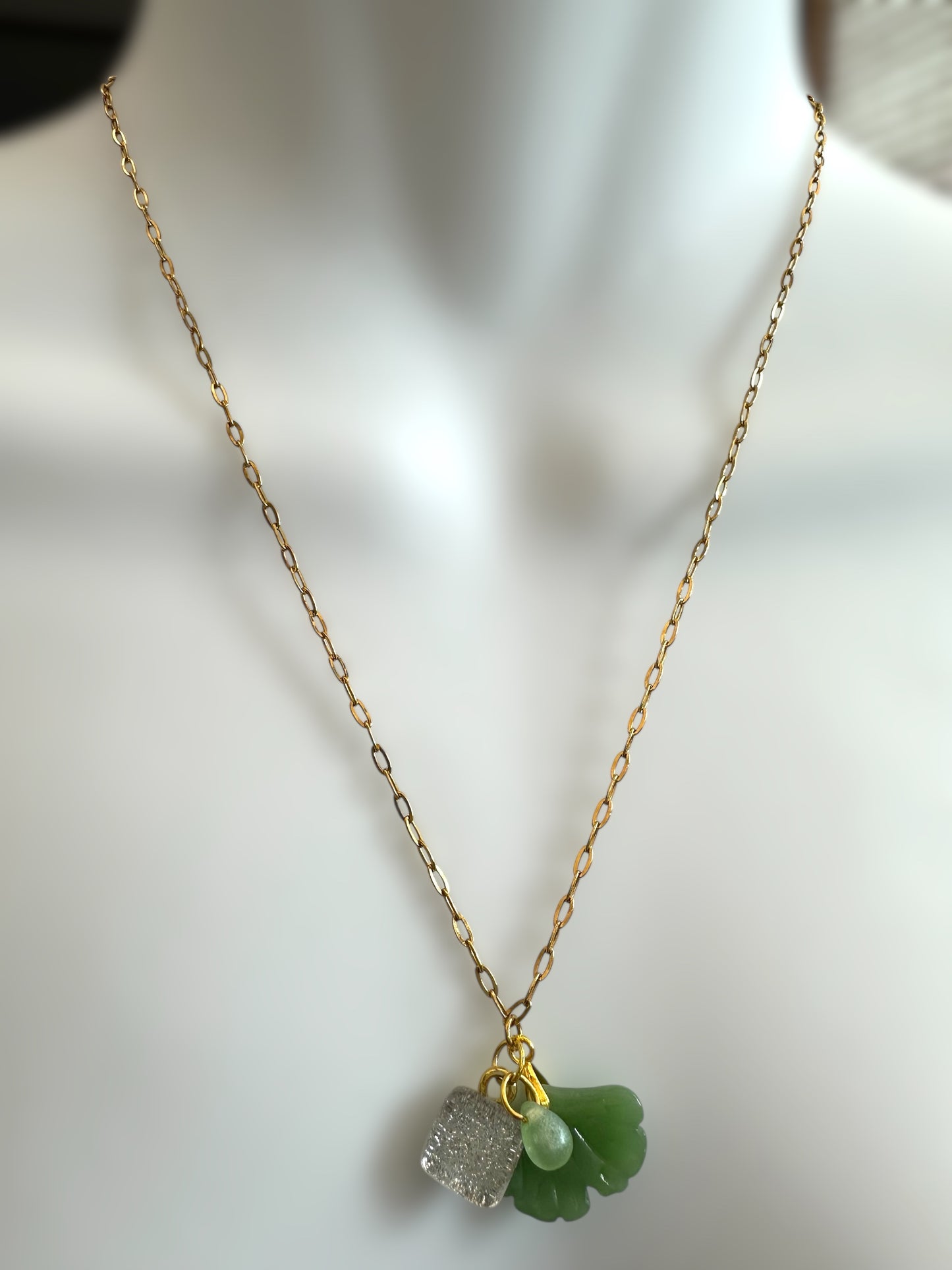 Charms Pendant Necklace, Dark Green