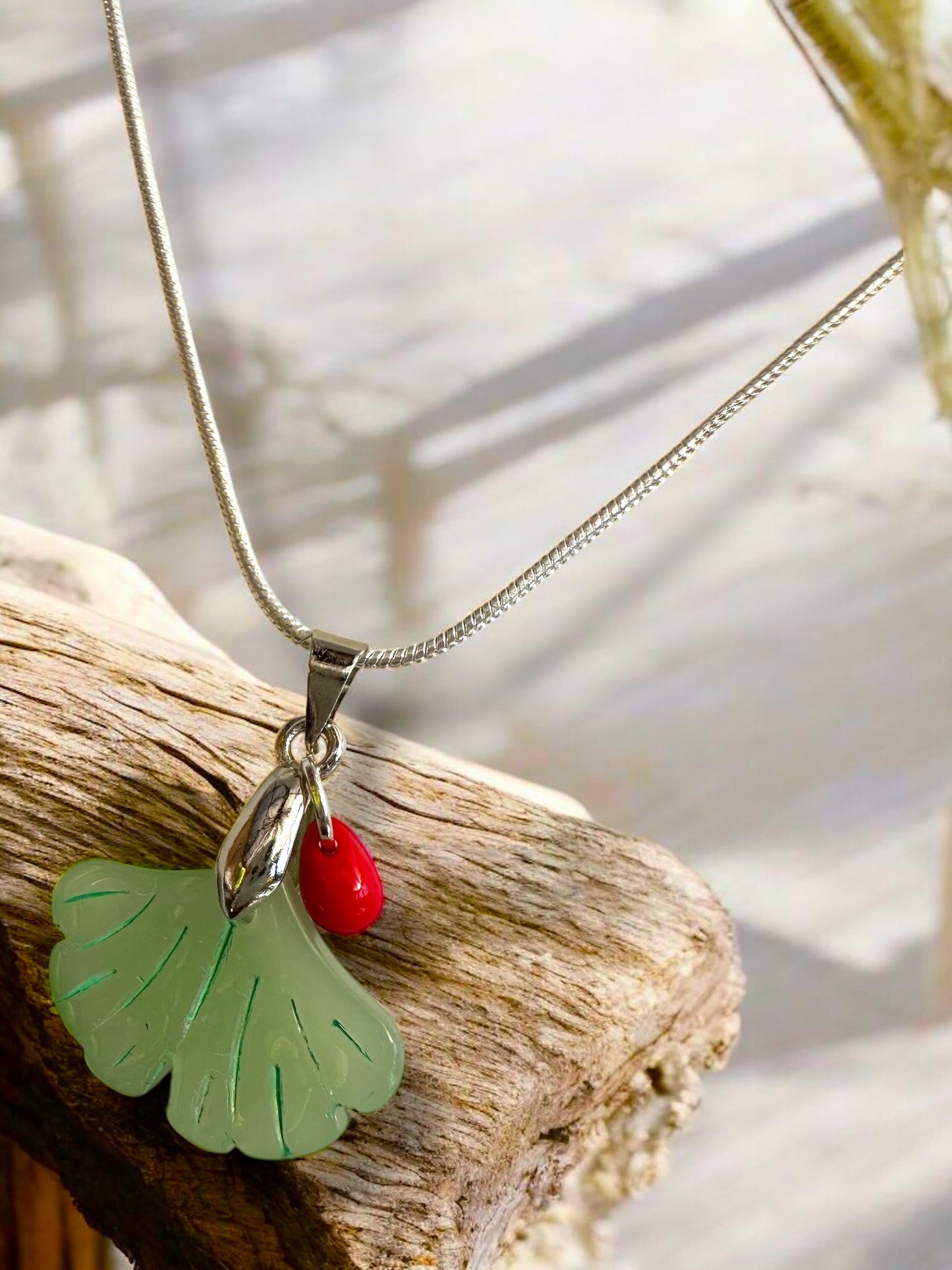 Charms Pendant Necklace, Pale Green