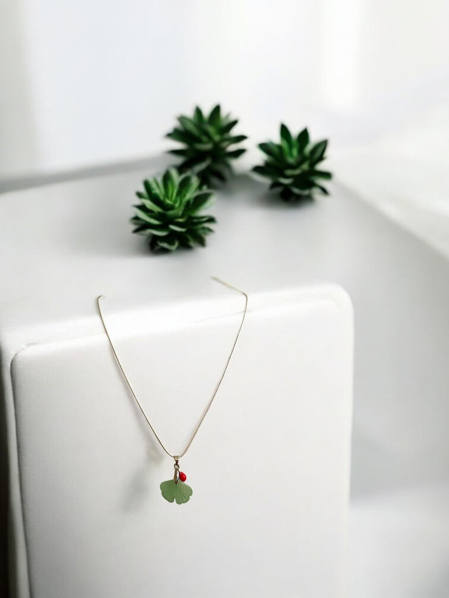 Charms Pendant Necklace, Pale Green