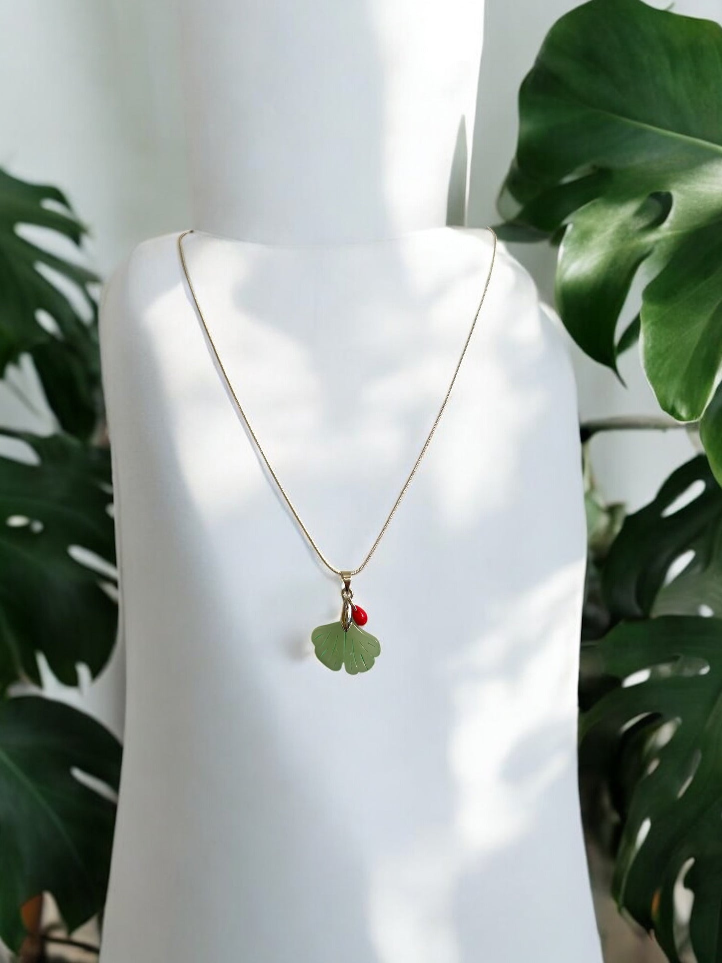 Charms Pendant Necklace, Pale Green