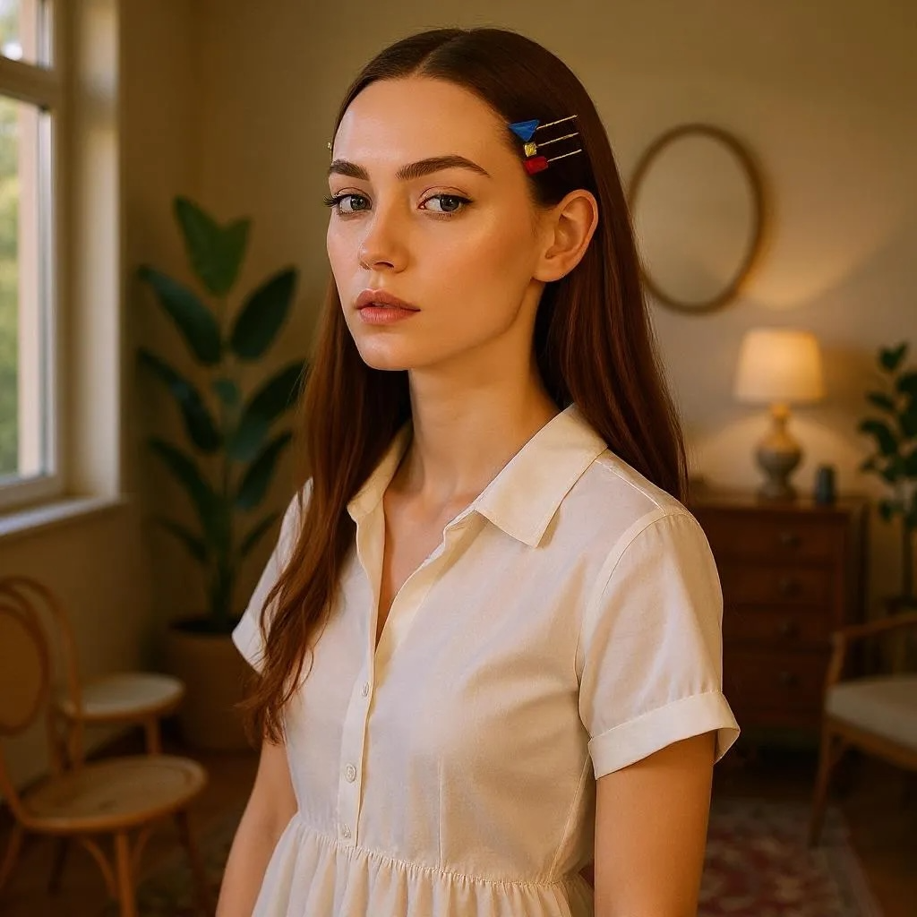 Glass Hair Pin Set, in Blue, Pearlescent White & Glittery Magenta