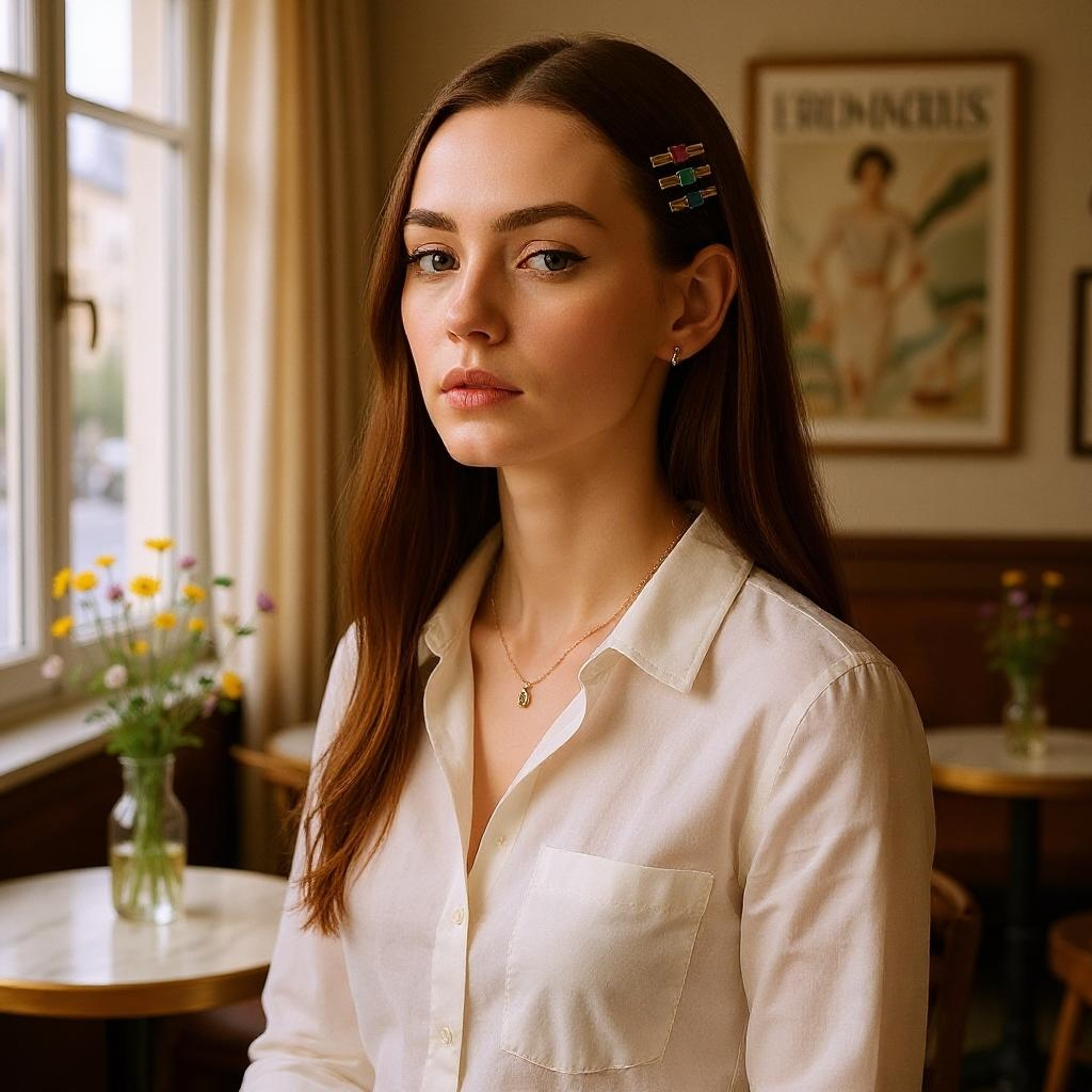 Small Hair Clips with glass square detail, Blue, Green & Dark Pink Trio