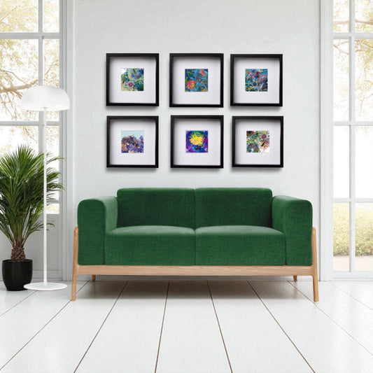 A Collection of Flowers, Set of Six Square Framed Prints