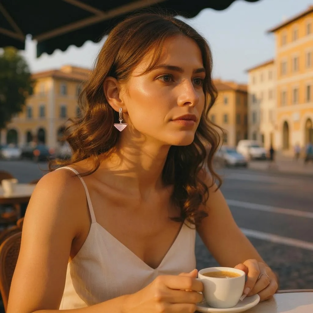 Minimal Glass Triangle Bar Stud Earrings, Pinks