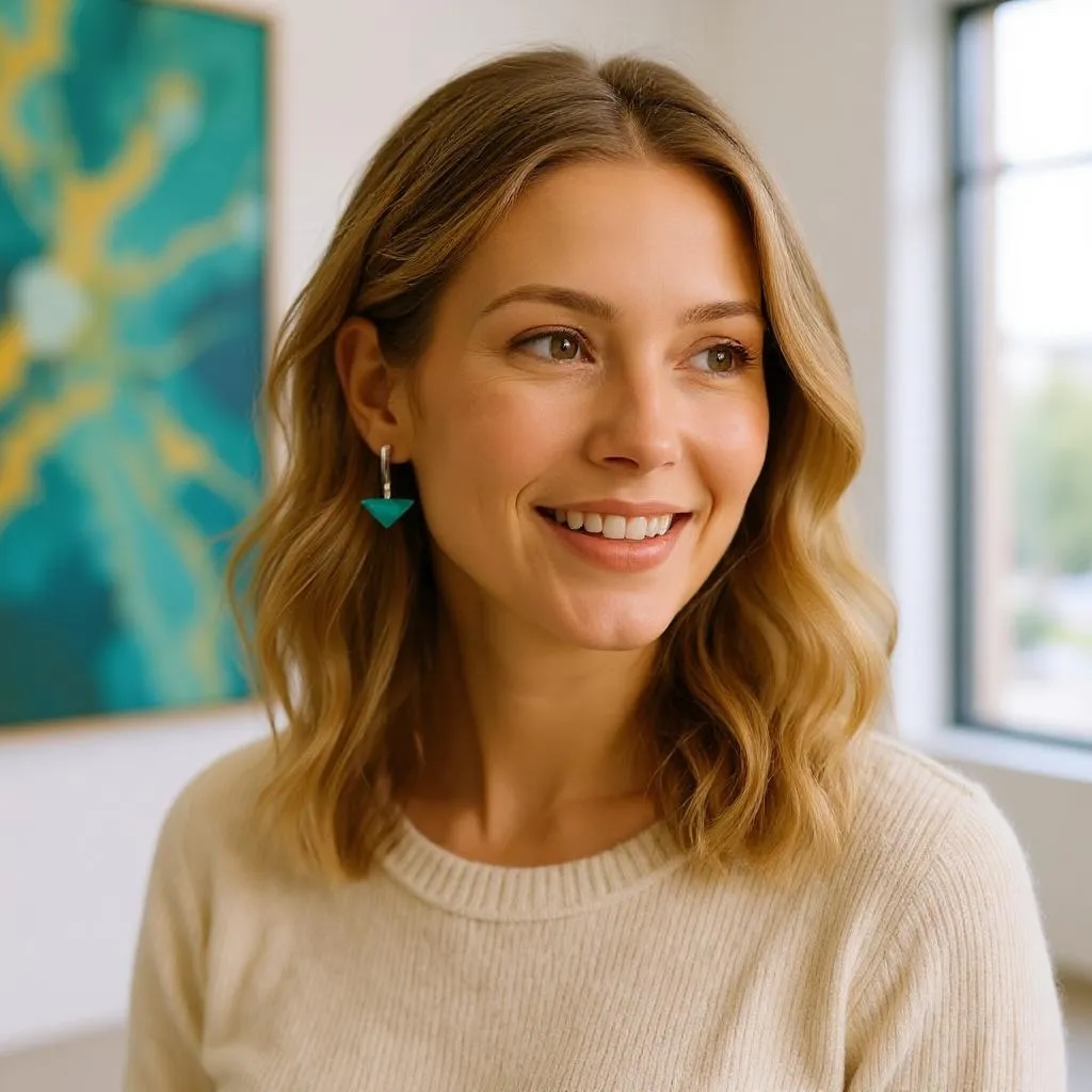 Minimal Glass Triangle Bar Stud Earrings, Greens