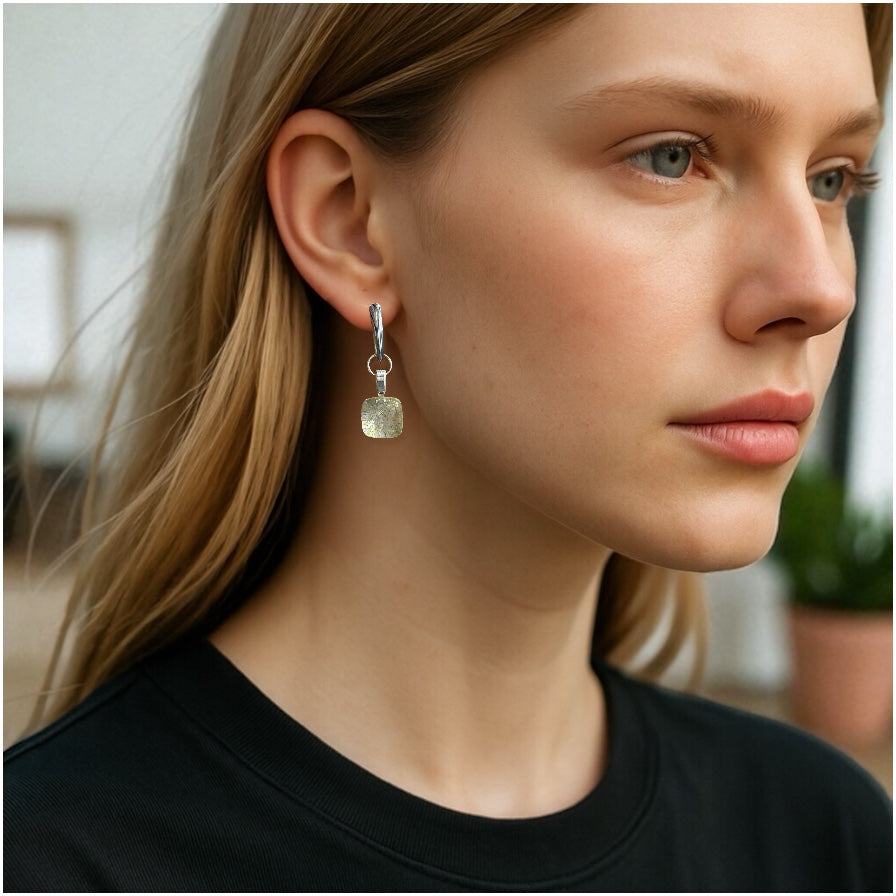 Minimal Square Bar Stud Earrings, Yellows