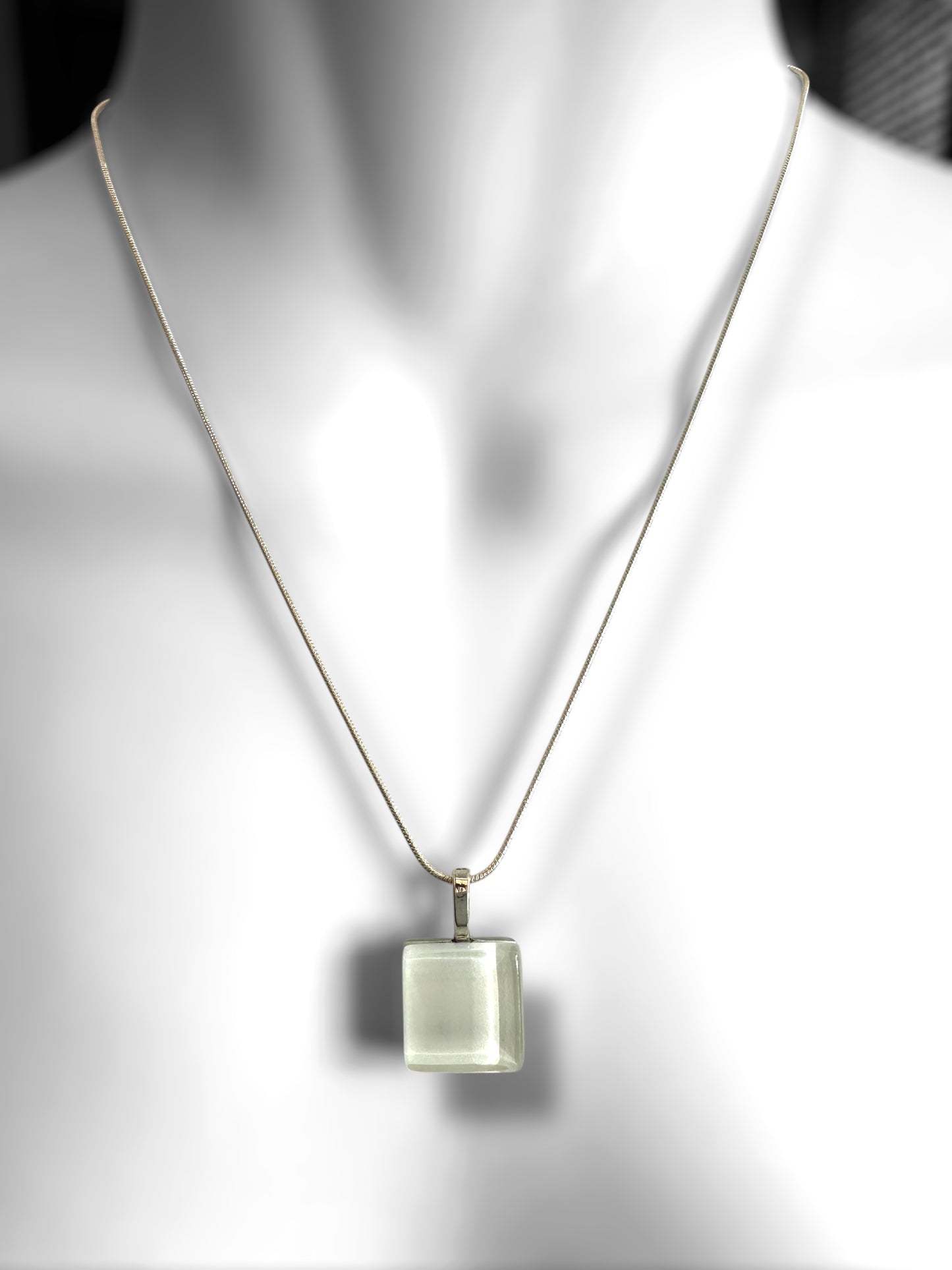 Minimal Square Glass Pendant, White