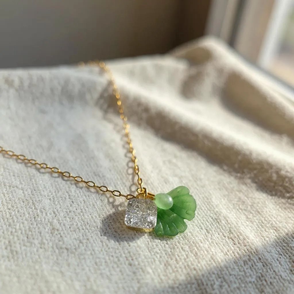 Charms Pendant Necklace, Dark Green