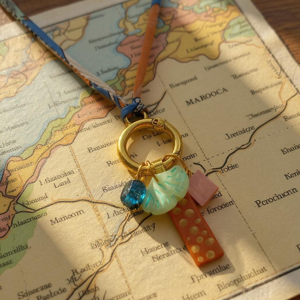 Fabric Cord, Clasp & Glass Charms Necklace