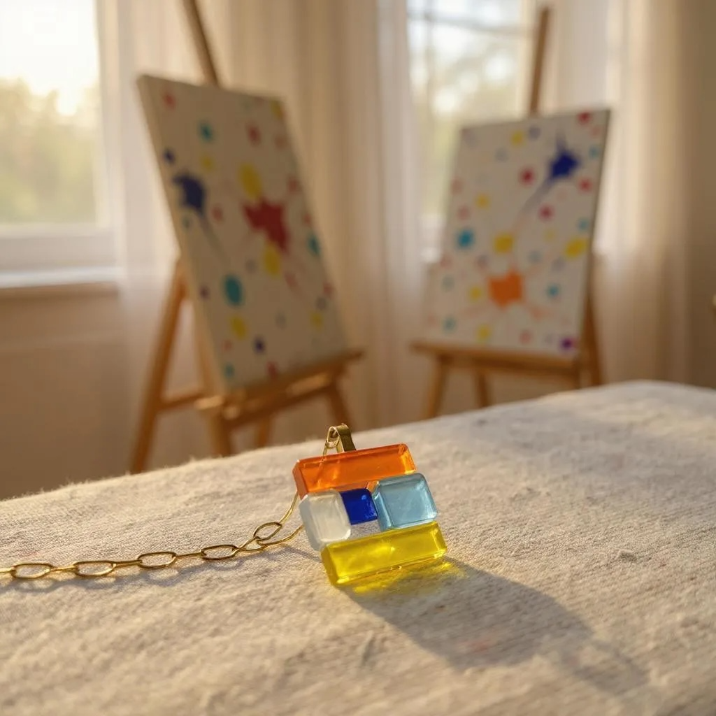 Fused Glass Multiway Abstract Pendant Necklace, Multicolour