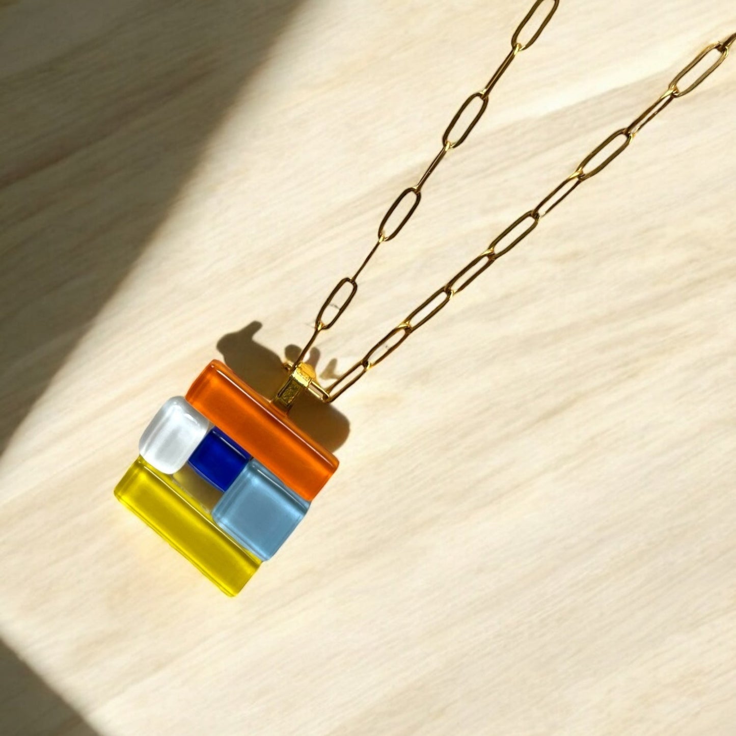 Fused Glass Multiway Abstract Pendant Necklace, Multicolour