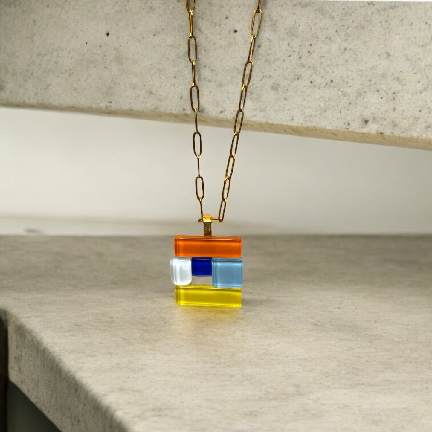 Fused Glass Multiway Abstract Pendant Necklace, Multicolour