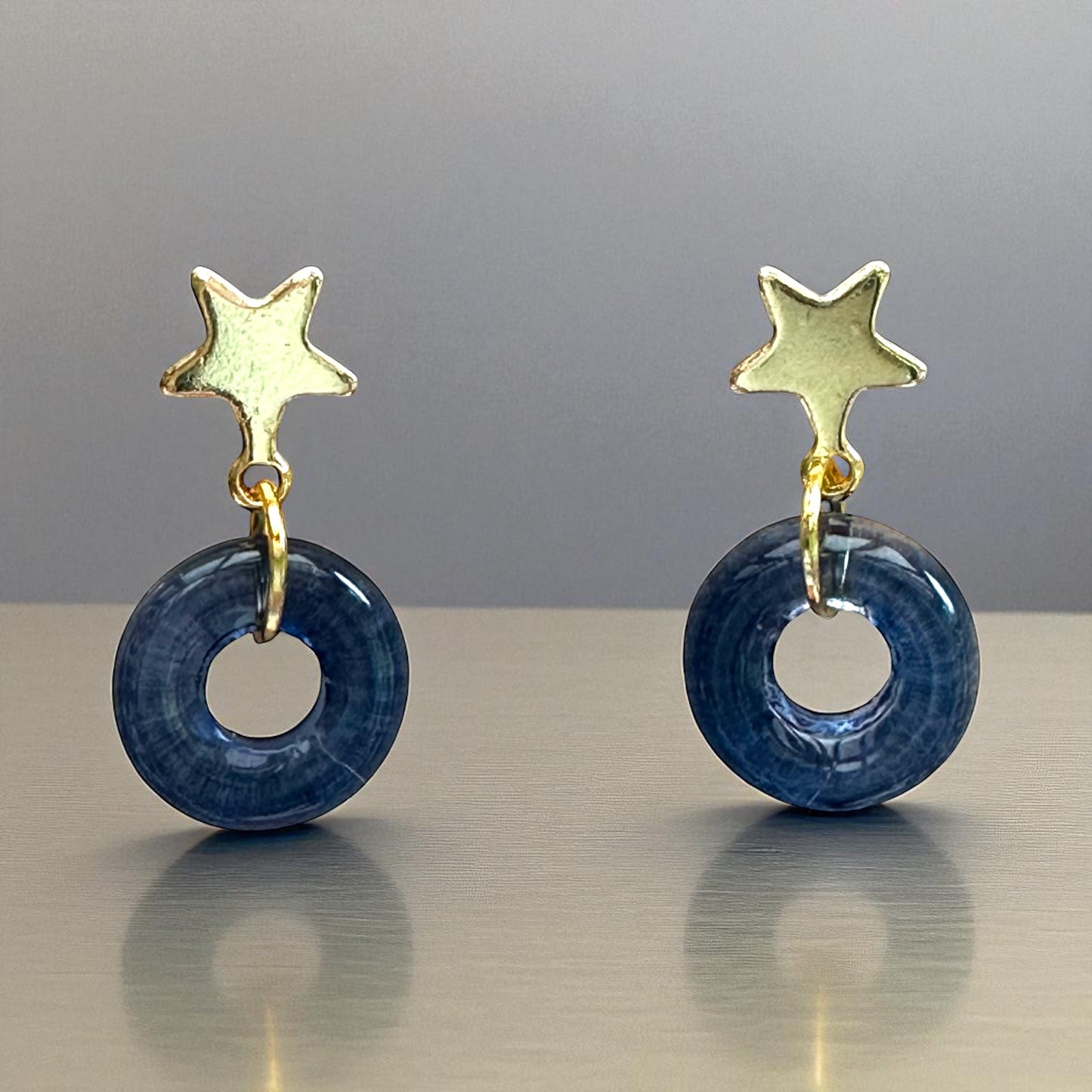 Ring & Star Glass Stud Earrings, in Pink, Watermelon, Red & Blue