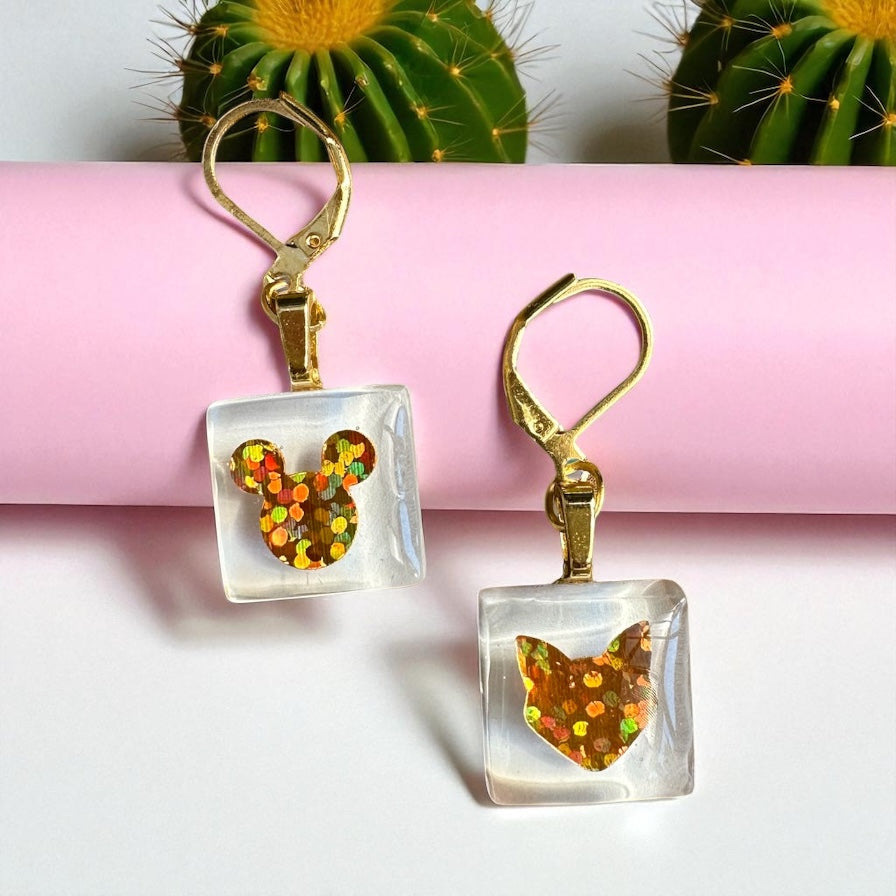Cat & Mouse Mixed-Media Earrings, different options