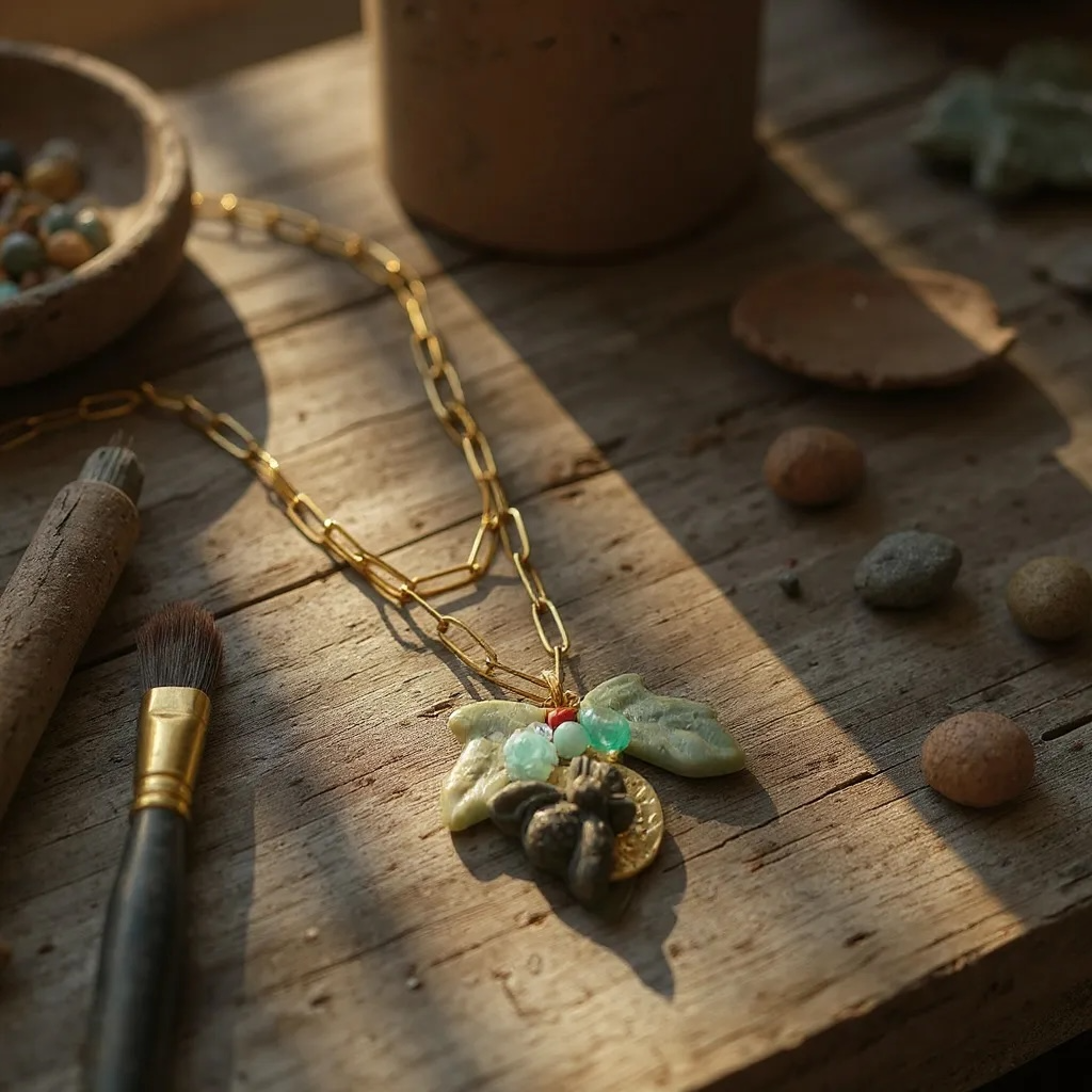 Unique Fused Glass Multiway Leaf & Bee Pendant Necklace