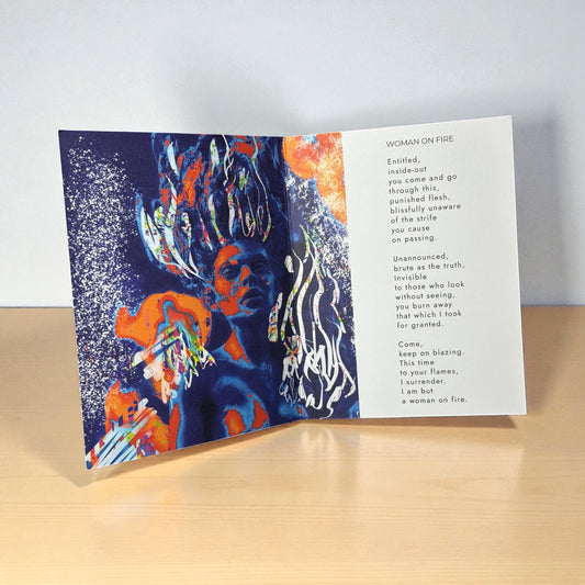 'Woman on Fire' - Transformation & Letting Go Poetry Card | Original Illustrated Verse