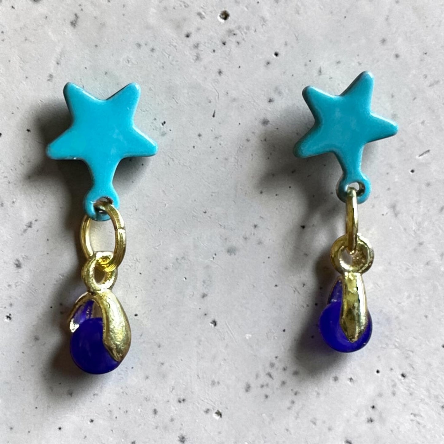 Little Star Hand Painted Glass Earrings - Earrings - Eclectic Blue Studio