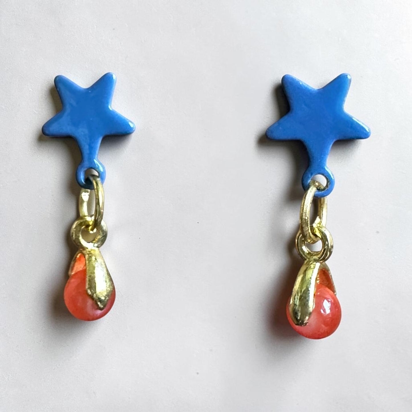 Little Star Hand Painted Glass Earrings - Earrings - Eclectic Blue Studio