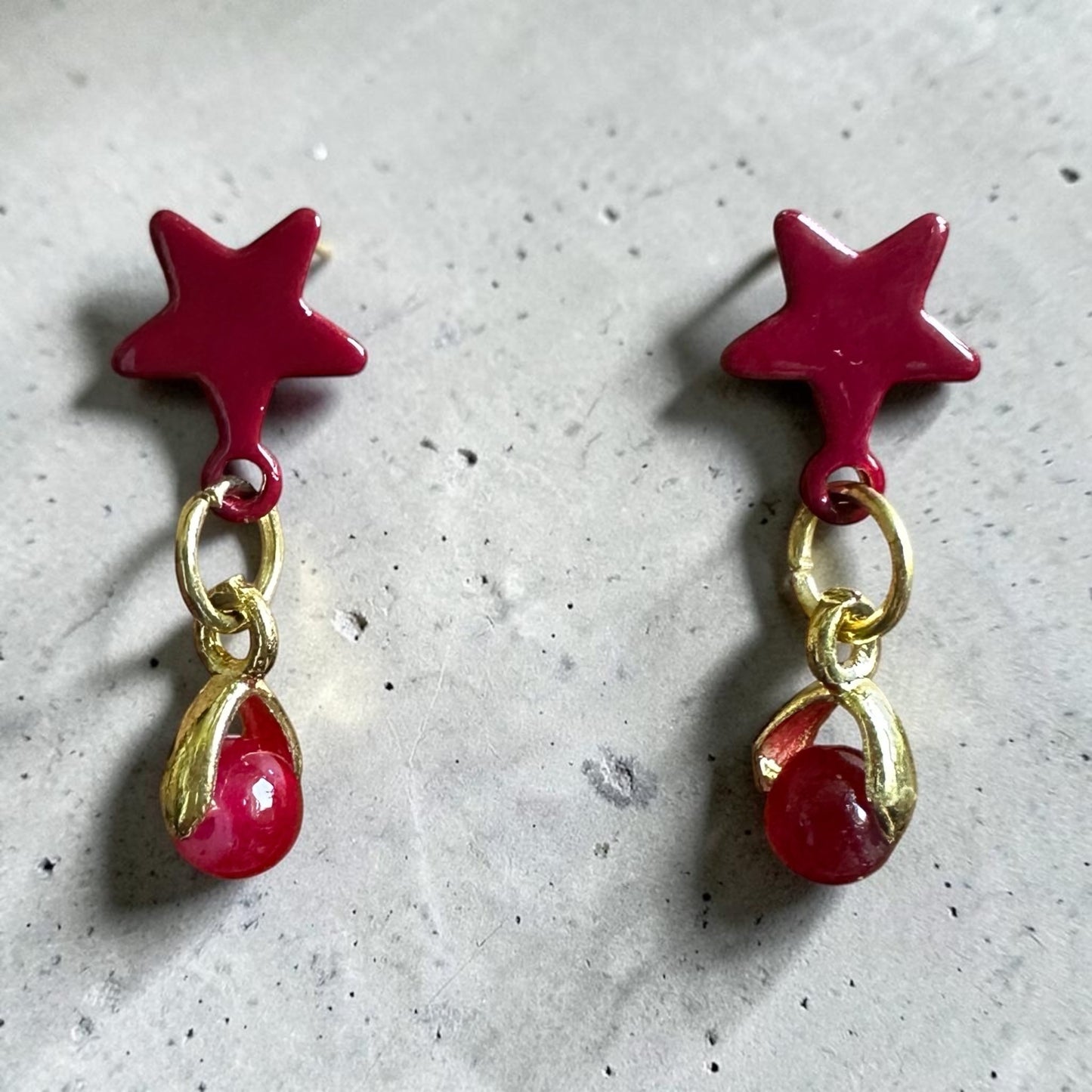 Little Star Hand Painted Glass Earrings - Earrings - Eclectic Blue Studio