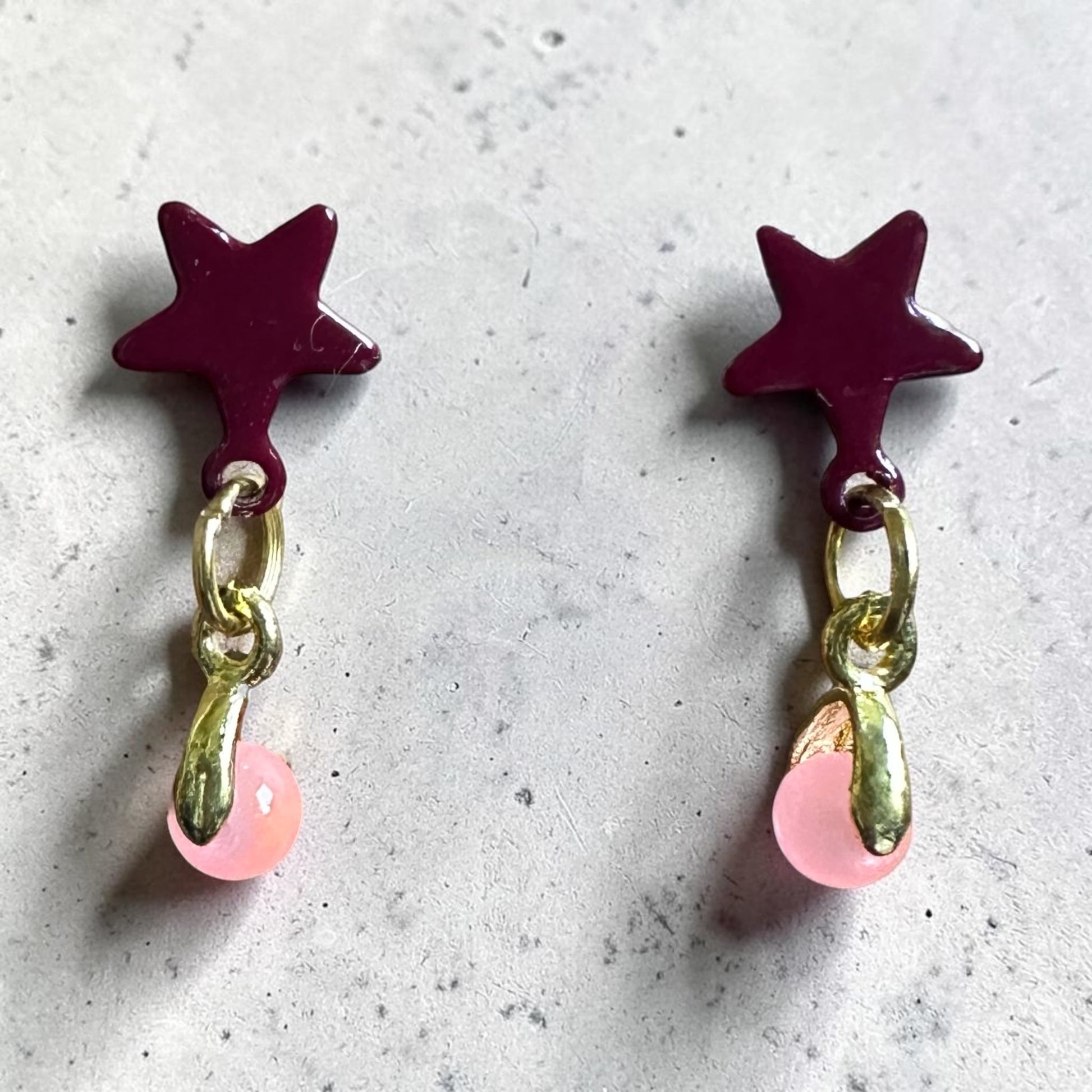 Little Star Hand Painted Glass Earrings - Earrings - Eclectic Blue Studio