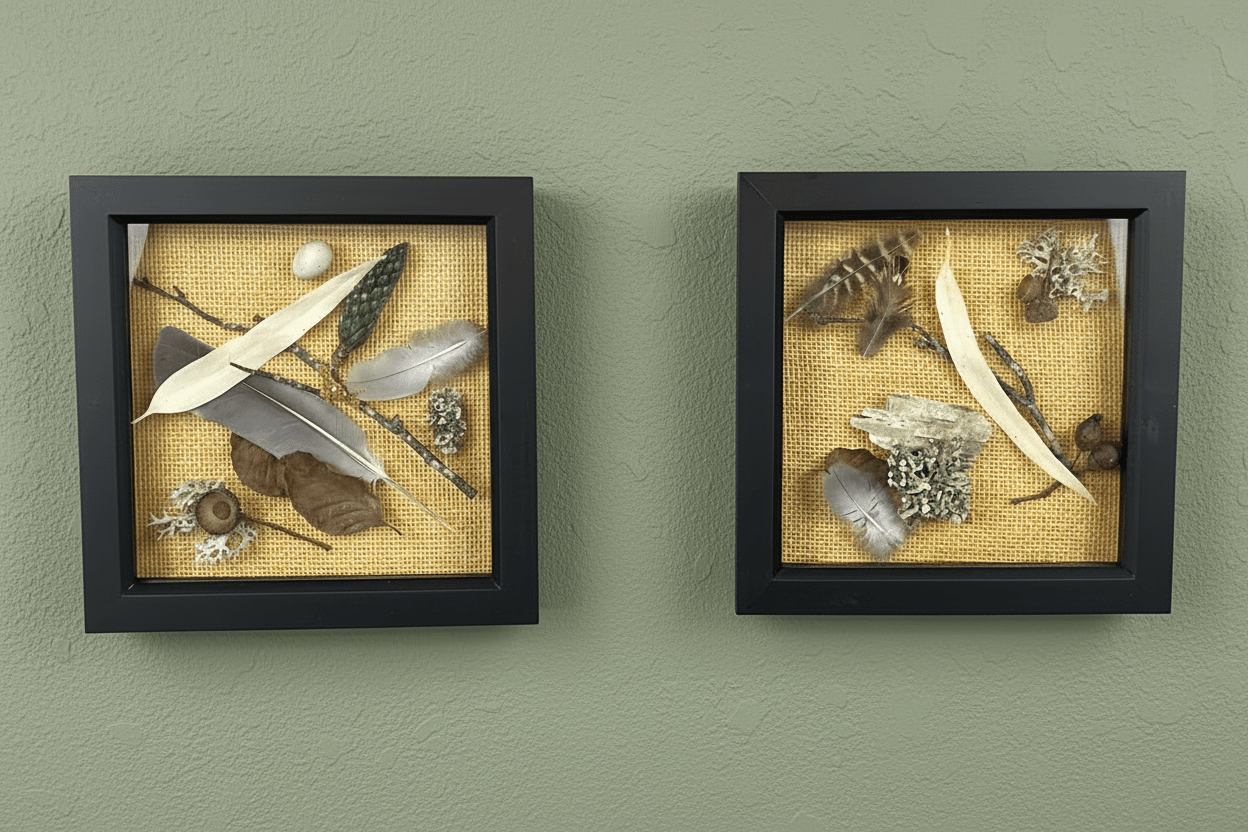 Woodland Hessian Still Natures — Framed Botanical Art - Visual Artwork - Eclectic Blue Studio