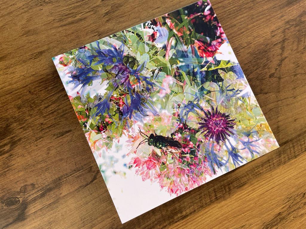 'Emerald Bug I', Square Greetings Card