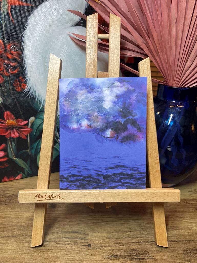 'Storm Over the Sea' - Impermanence & Courage Poetry Card | Original Illustrated Verse