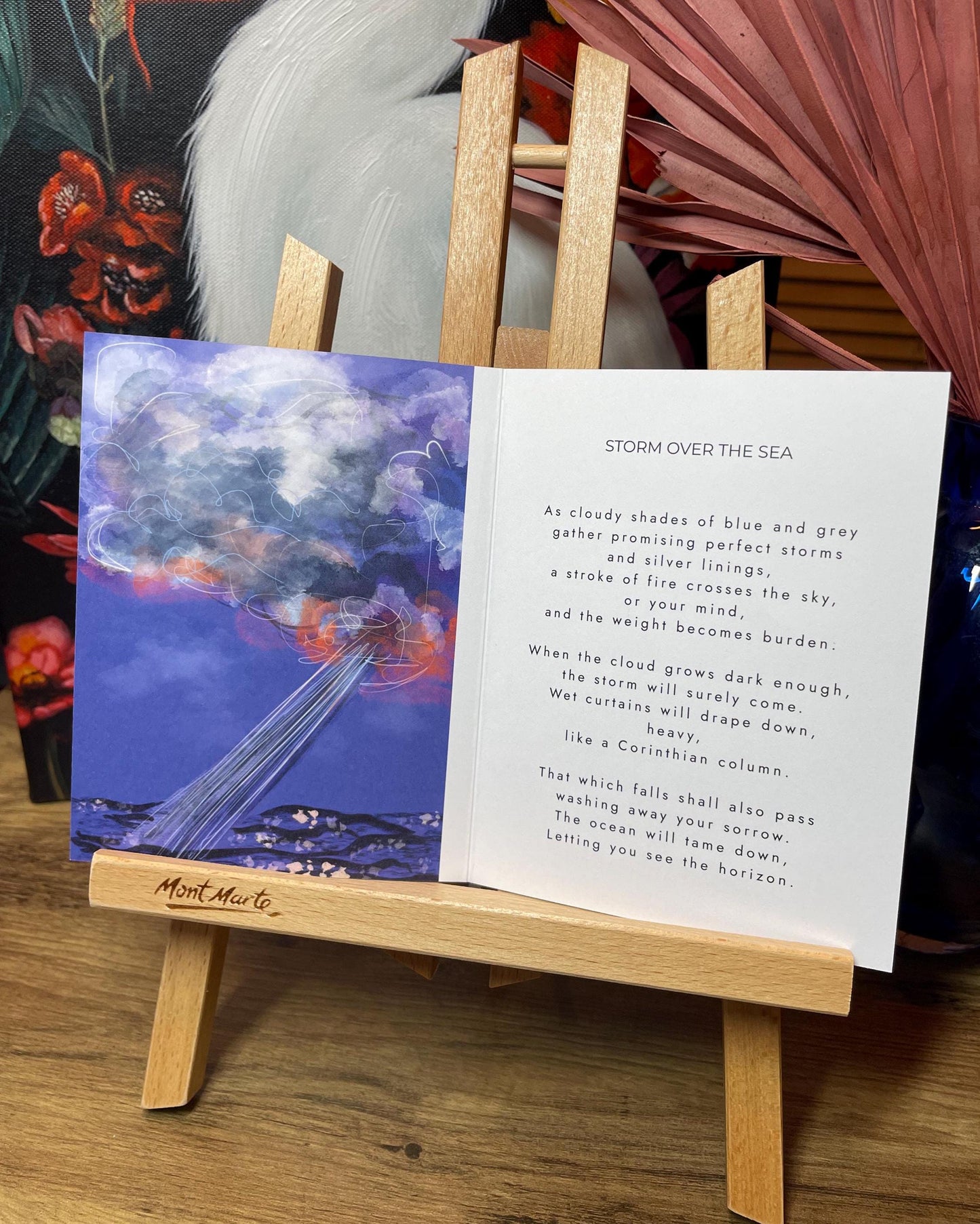 'Storm Over the Sea' - Impermanence & Courage Poetry Card | Original Illustrated Verse