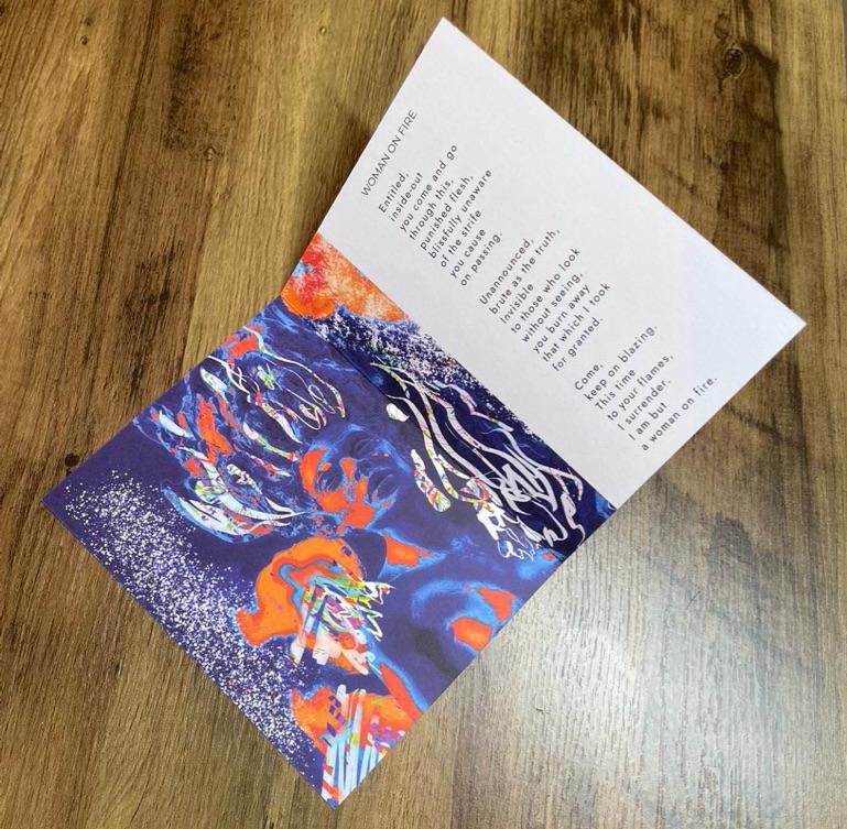 'Woman on Fire' - Transformation & Letting Go Poetry Card | Original Illustrated Verse