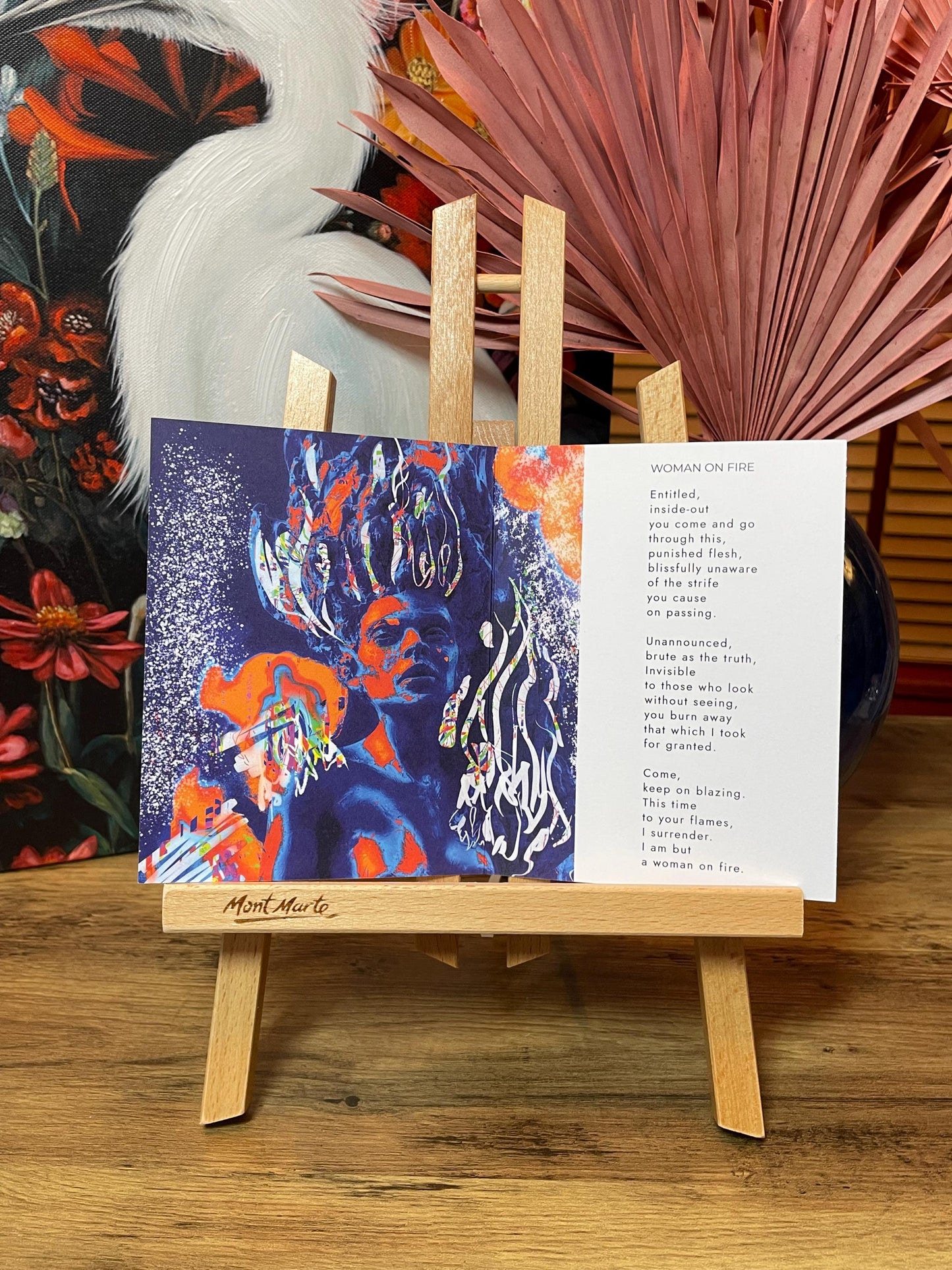 'Woman on Fire' - Transformation & Letting Go Poetry Card | Original Illustrated Verse