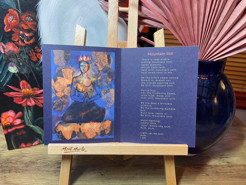 'Mountain Still' - Inner Peace Poetry Card | Original Illustrated Verse