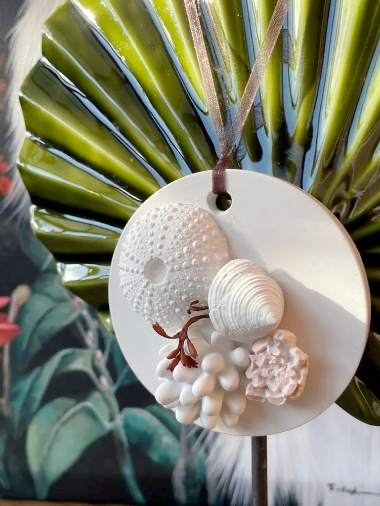 Seaside Treasure II — Medium Circular Coastal Cast Wall Hanging - Sculptures & Statuettes - Eclectic Blue Studio