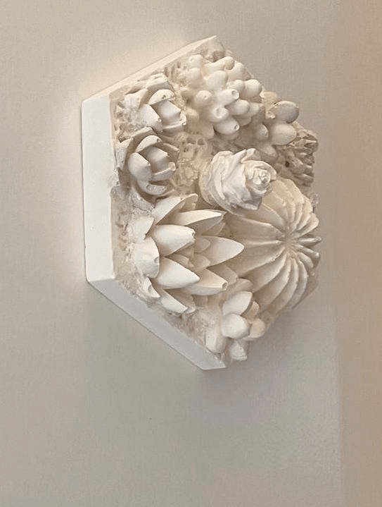 Succulent Garden II — Hexagonal Botanical Cast Tile - Wall Hanging - Eclectic Blue Studio