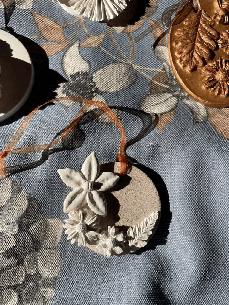 Floral Medallion — Small Circular Botanical Cast Wall Hanging - Wall Hanging - Eclectic Blue Studio