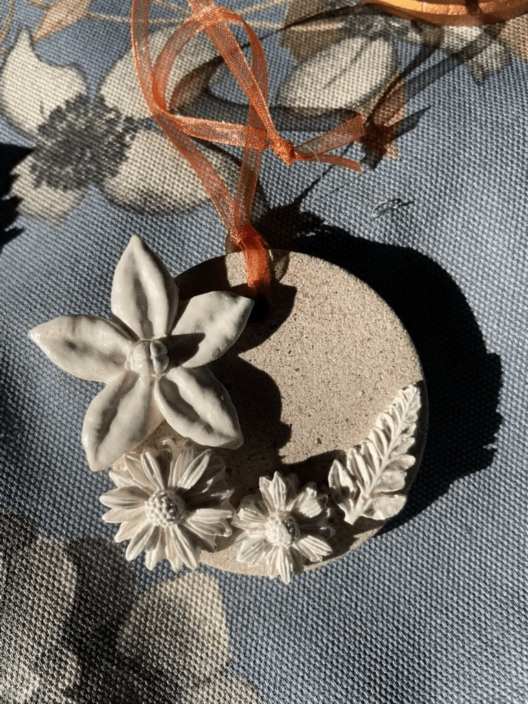 Floral Medallion — Small Circular Botanical Cast Wall Hanging - Wall Hanging - Eclectic Blue Studio