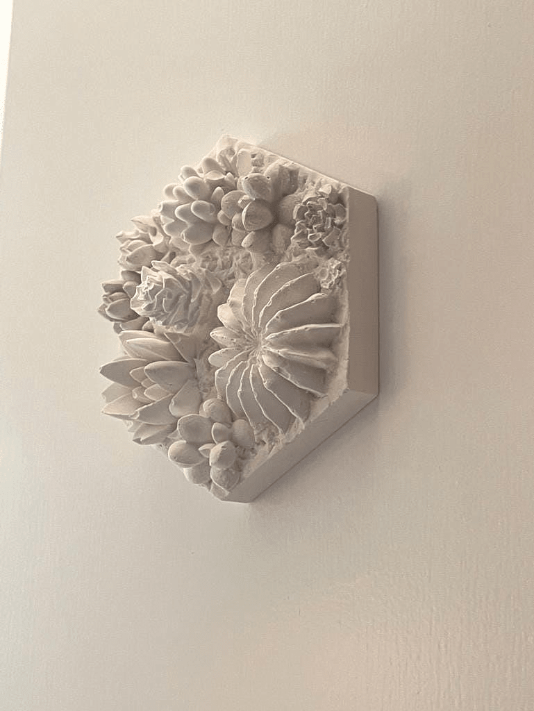 Succulent Garden II — Hexagonal Botanical Cast Tile - Wall Hanging - Eclectic Blue Studio