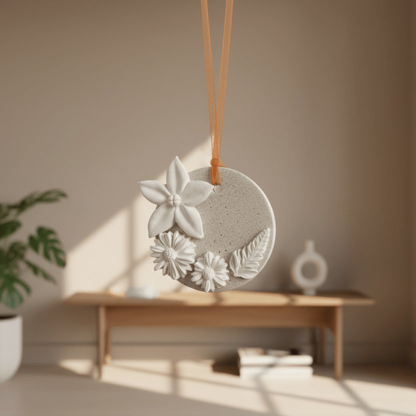 Floral Medallion — Small Circular Botanical Cast Wall Hanging - Wall Hanging - Eclectic Blue Studio