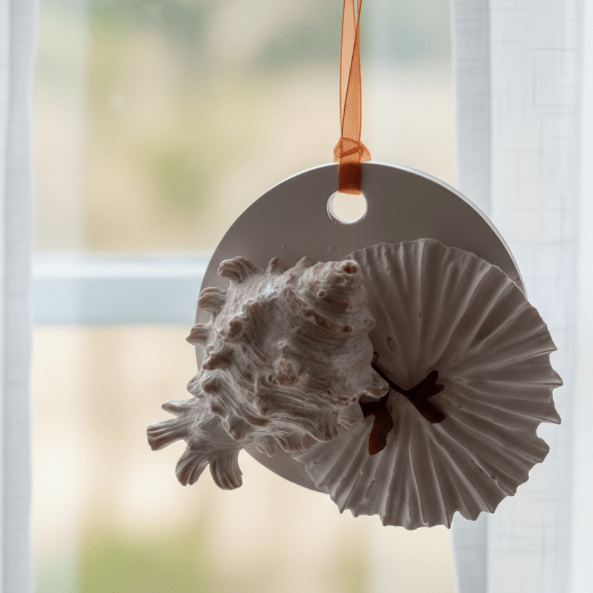 Seaside Treasure III — Small Circular Coastal Cast Wall Hanging - Wall Hanging - Eclectic Blue Studio