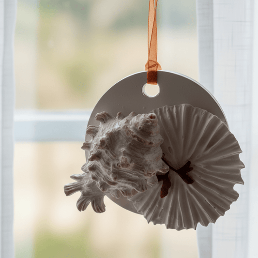 Seaside Treasure III — Small Circular Coastal Cast Wall Hanging - Wall Hanging - Eclectic Blue Studio