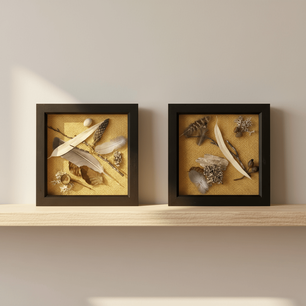 Woodland Hessian Still Natures — Framed Botanical Art - Visual Artwork - Eclectic Blue Studio