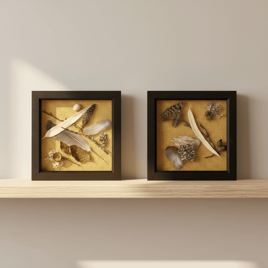 Woodland Hessian Still Natures — Framed Botanical Art - Visual Artwork - Eclectic Blue Studio